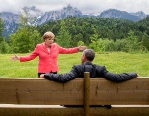 Angela Merkel dancing for Obama