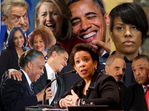 Obama, Loretta Lynch, Eric Holder, George Soros, composite